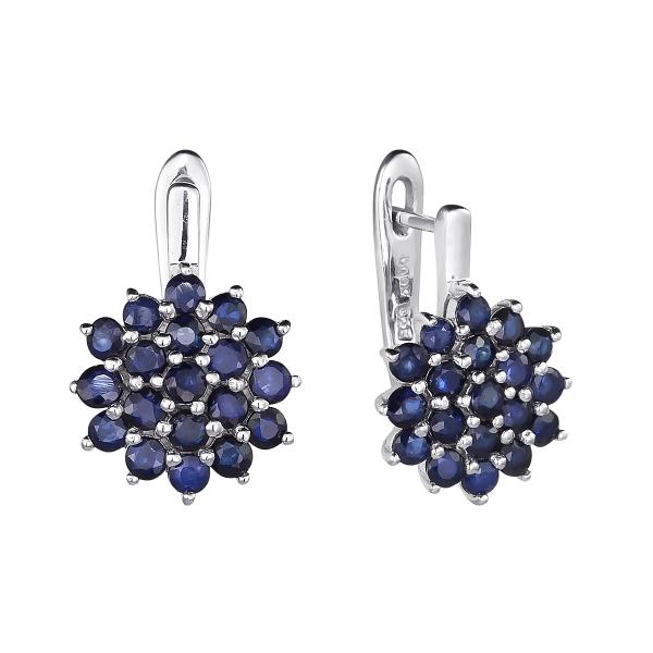 Серьги с сапфиром из серебра