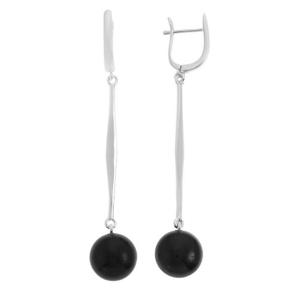 Серьги с ониксом из серебра