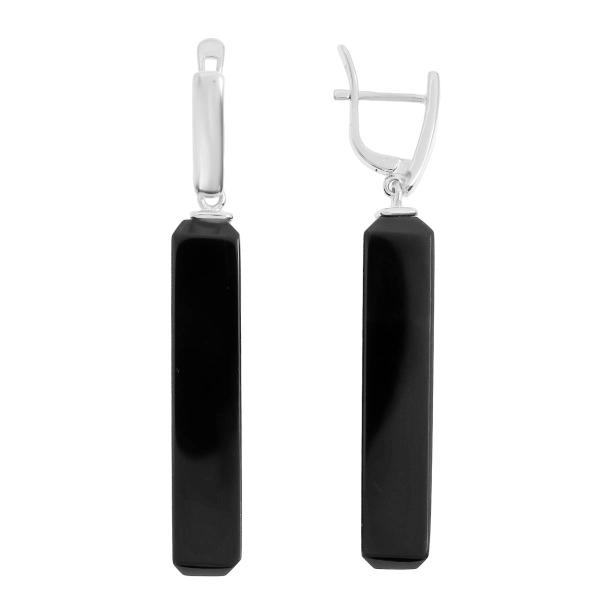 Серьги с ониксом из серебра