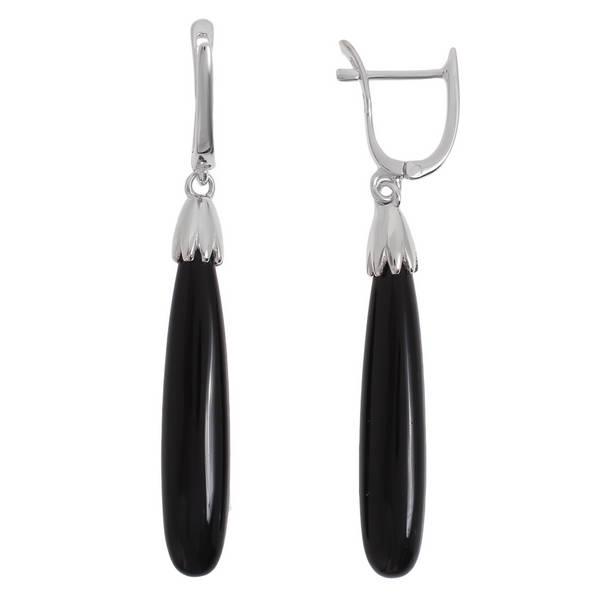 Серьги с ониксом из серебра