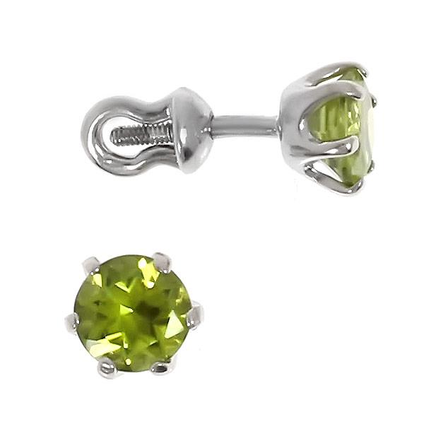 Серьги с хризолитом из серебра