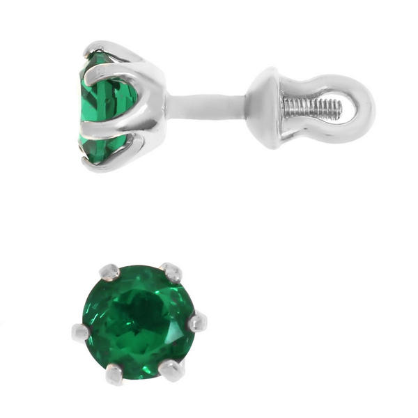 Серьги с изумрудом из серебра