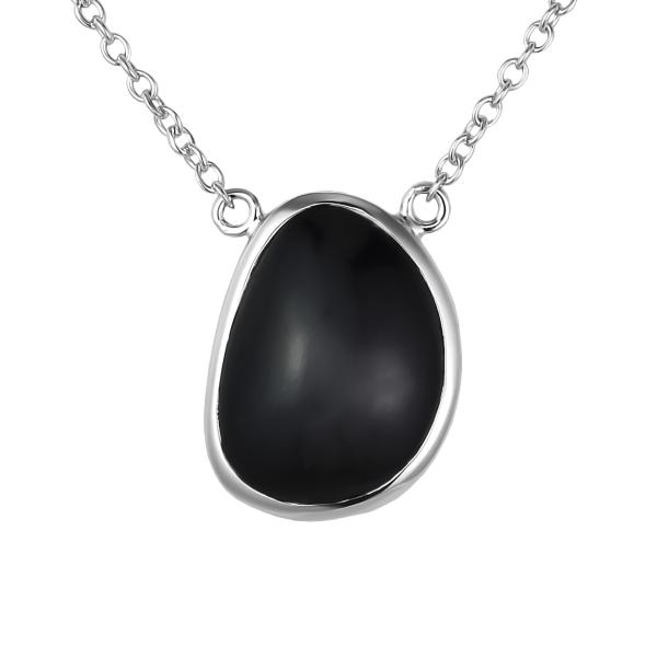 Колье с ониксом из серебра